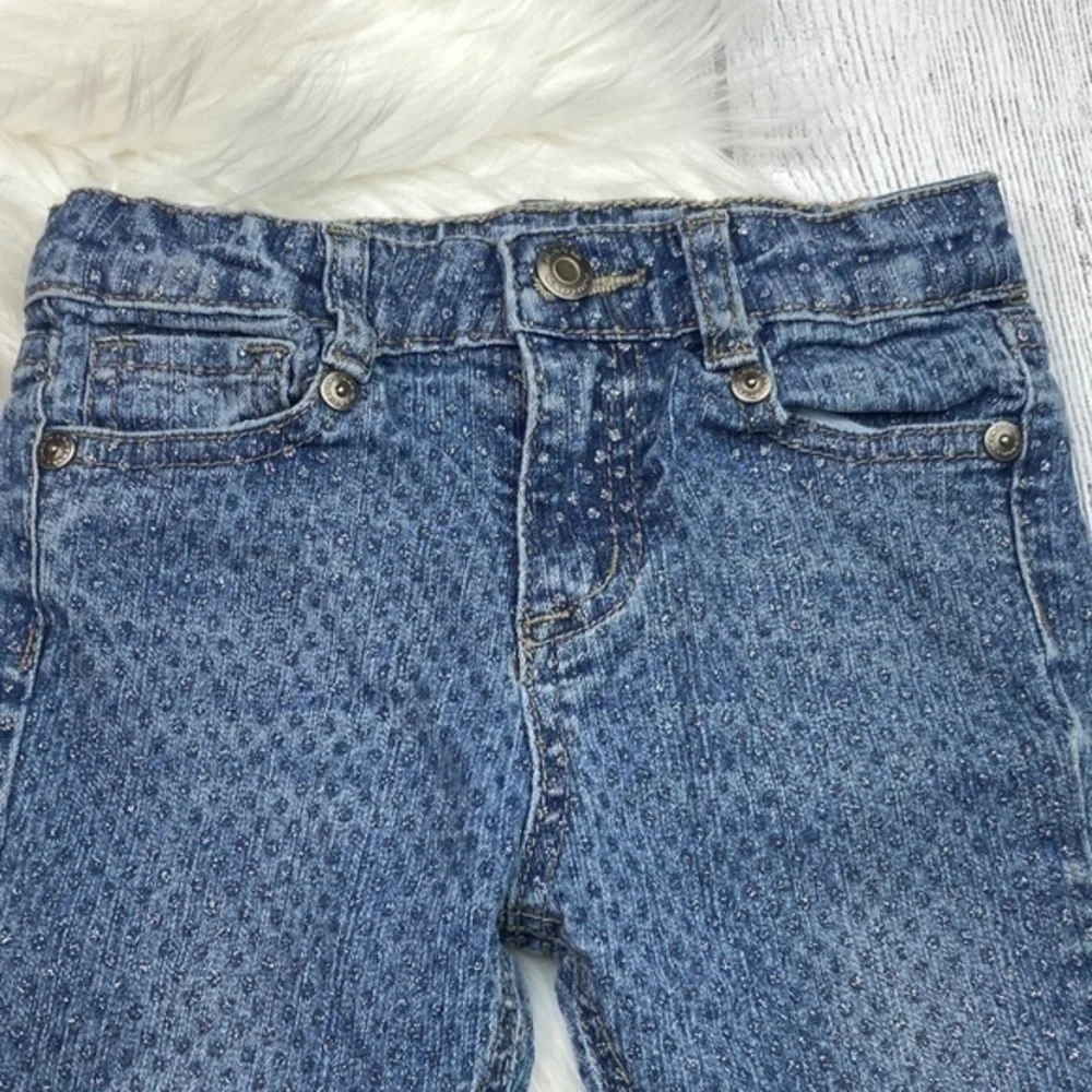 Arizona Jeans Co Skinny Jeans Toddler Girls Size 4T Silver Glitter Polka Dots